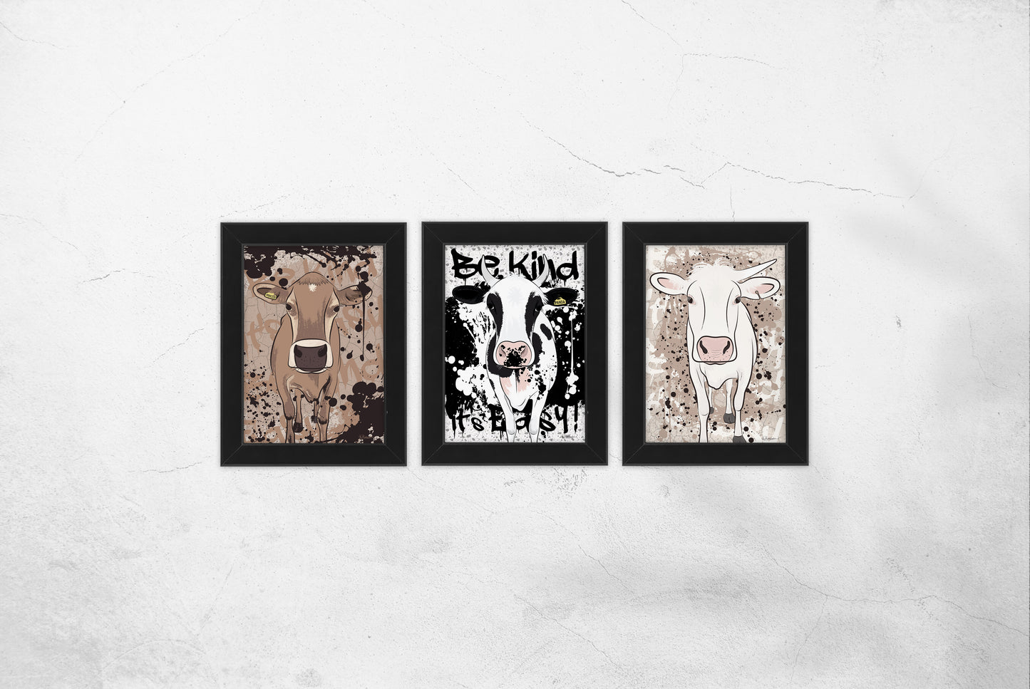 The Herd - Set of 3 mini framed Prints (Black frames)