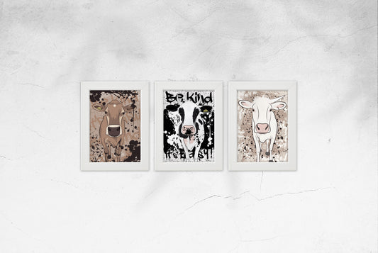 The Herd - Set of 3 mini framed Prints (White fames)